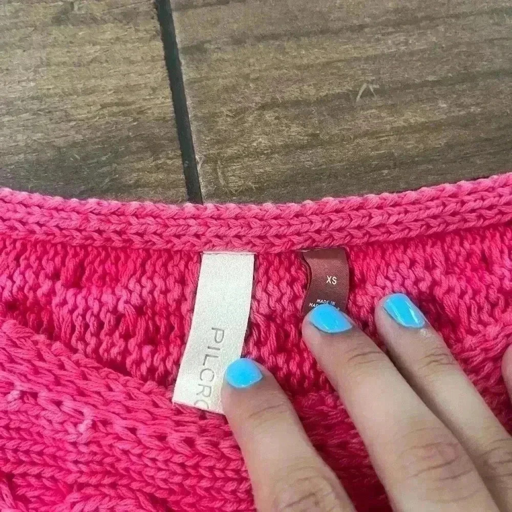 NWOT Anthropologie Pilcro hot pink fisherman sweater xsmall - Picture 5 of 5